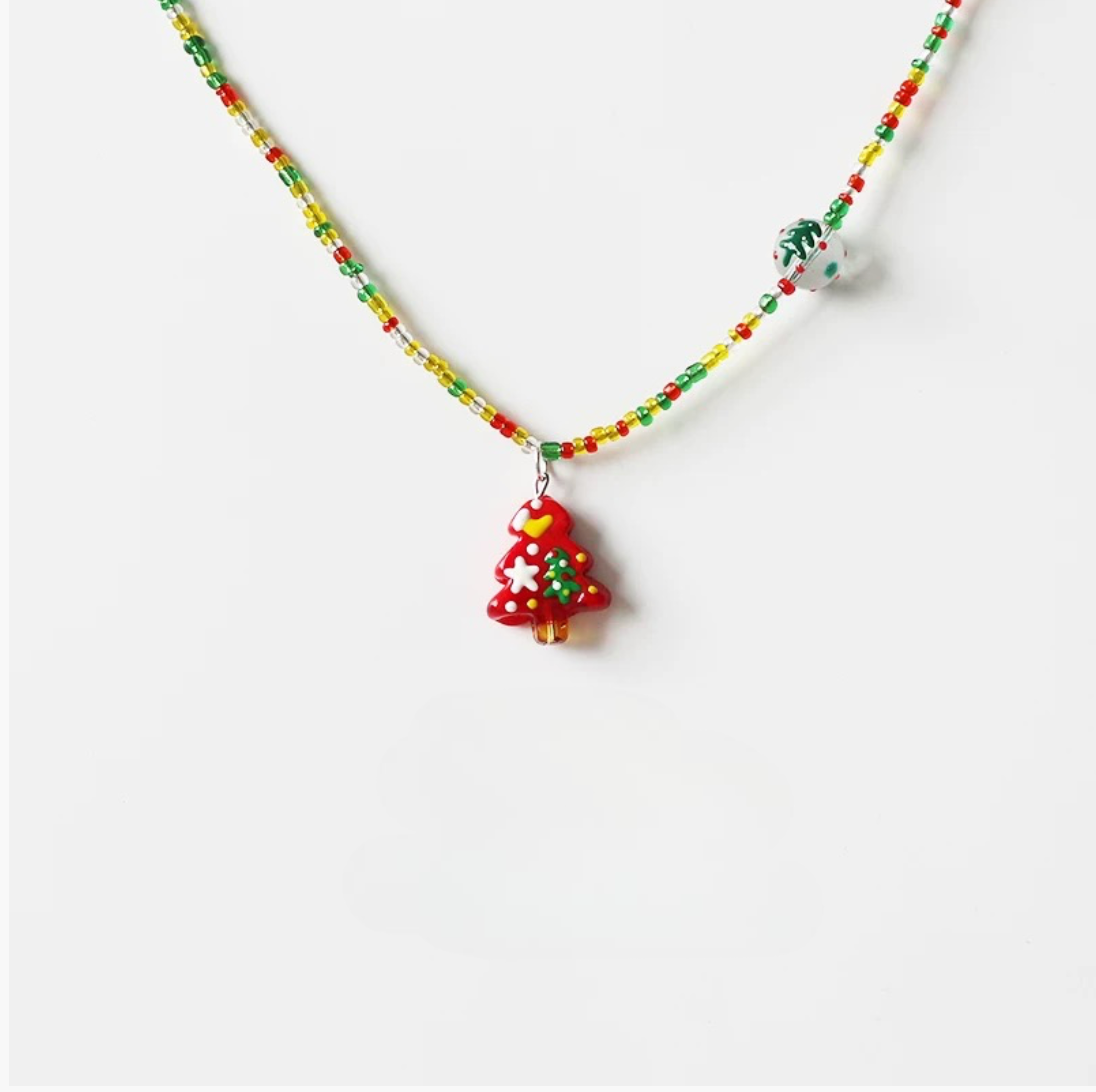 Christmas Tree Necklace – Red
